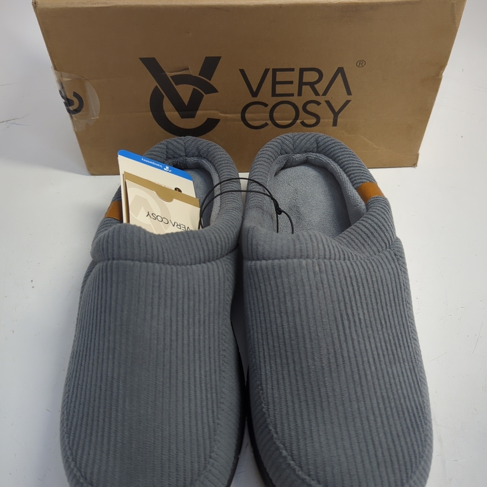 VeraCosy Men's Moccasin Slippers Shoes US 9-10 Gray